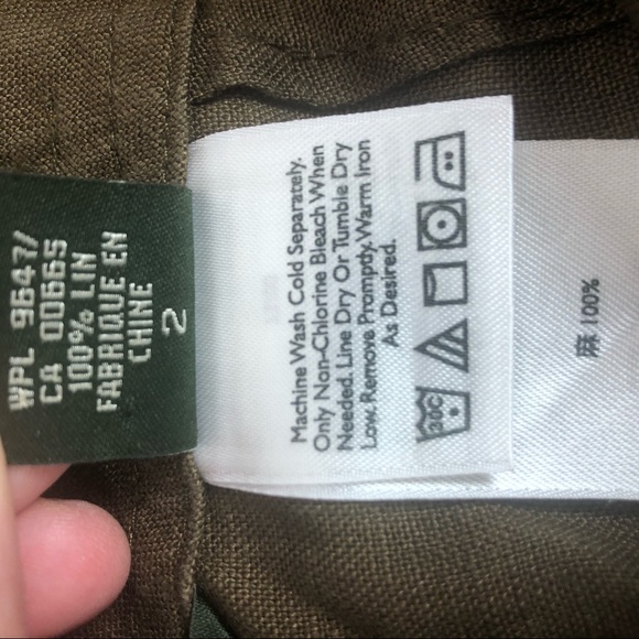 Eddie Bauer Olive green 100% Linen cropped pants Womens SZ 2 - Picture 6 of 7